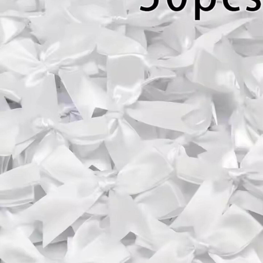 50 יח׳ פפיון סאטן לבן קטן