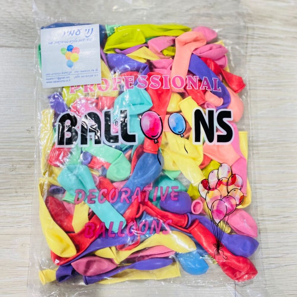 חבילת 100 בלונים צבעוניים 5 אינצ'