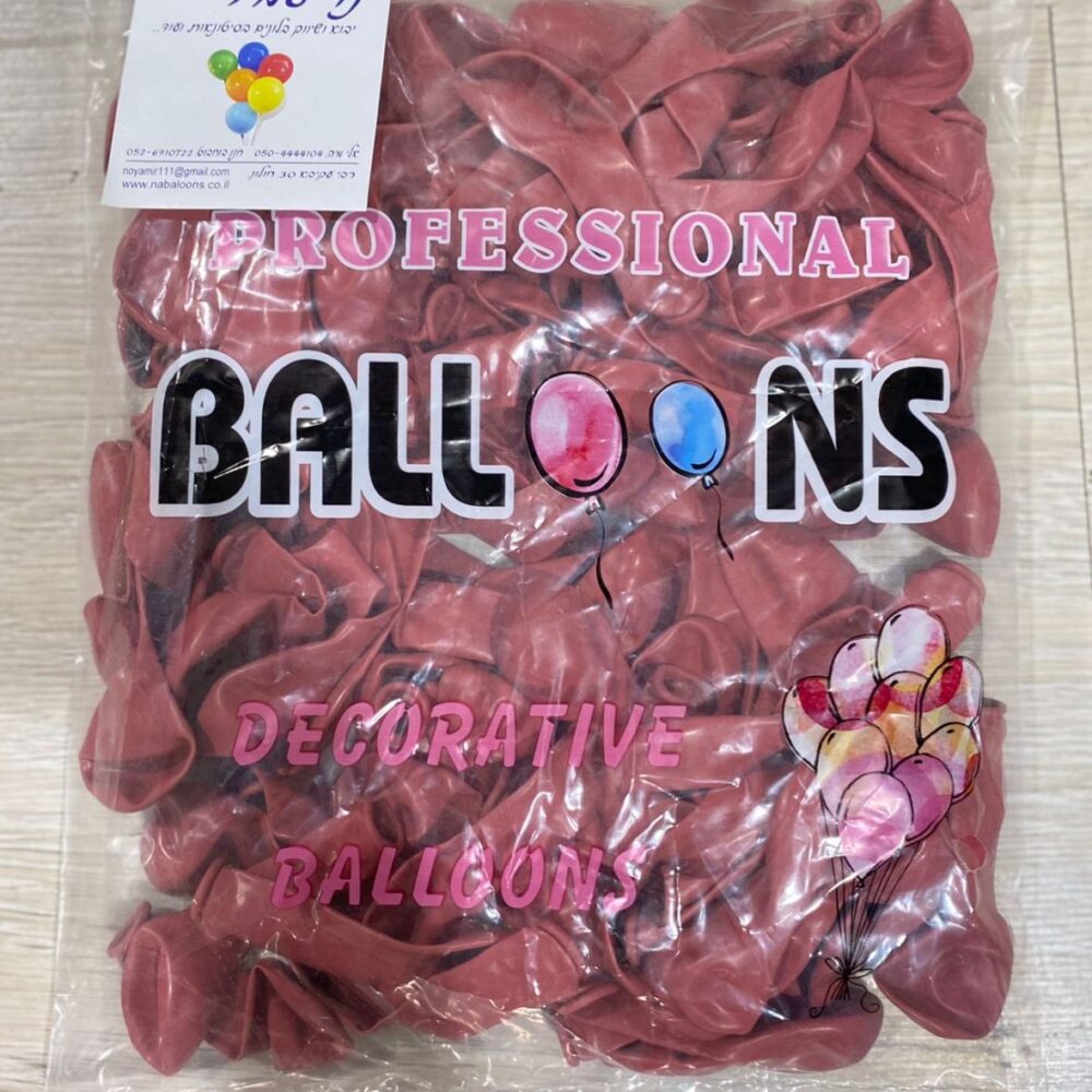חבילת 100 בלונים אדומים 5 אינצ'