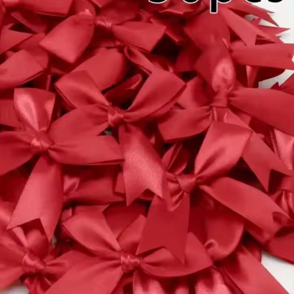 50 יח׳ פפיון סאטן אדום קטן