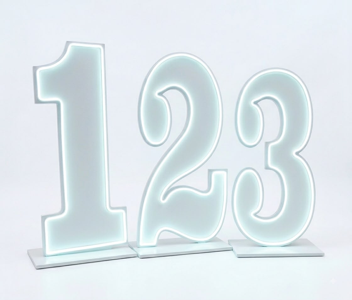 סט ספרות 123 חומר PVC מוארות לד לבן