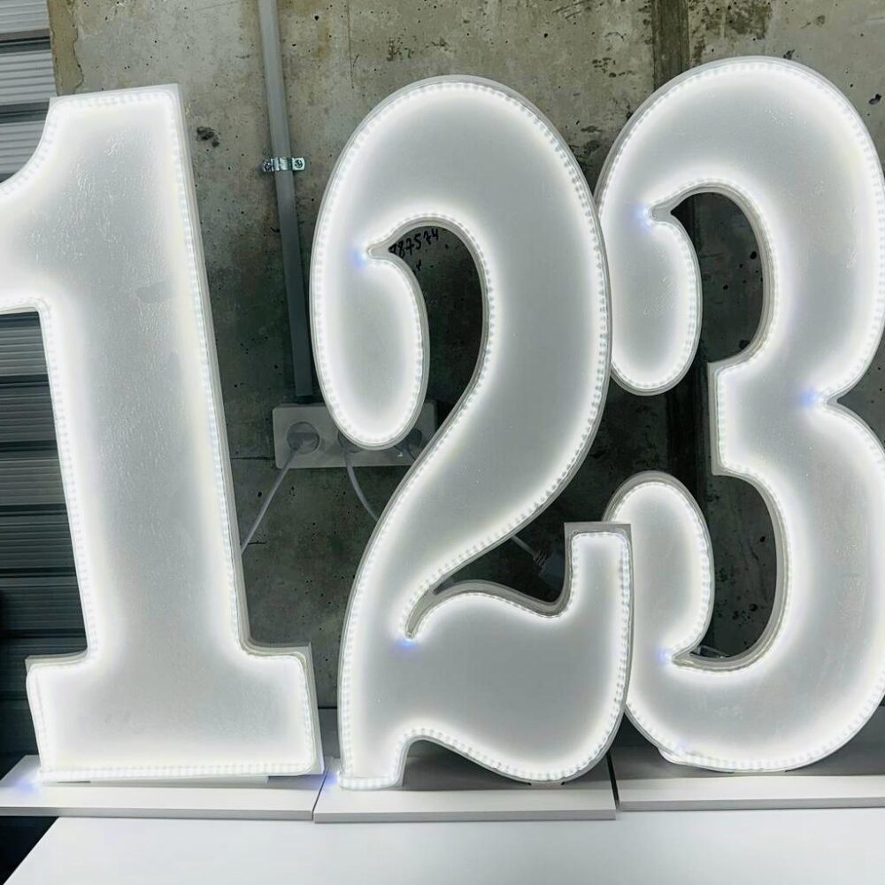 סט ספרות 123 חומר PVC מוארות לד לבן 