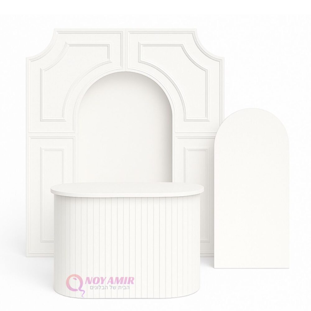 עמדת צילום PVC גשר + קיר מעוגל + שולחן עגול פסים