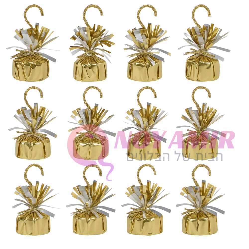 מארז של 12 יח׳ משקולות לבלונים בצבע זהב שמפניה