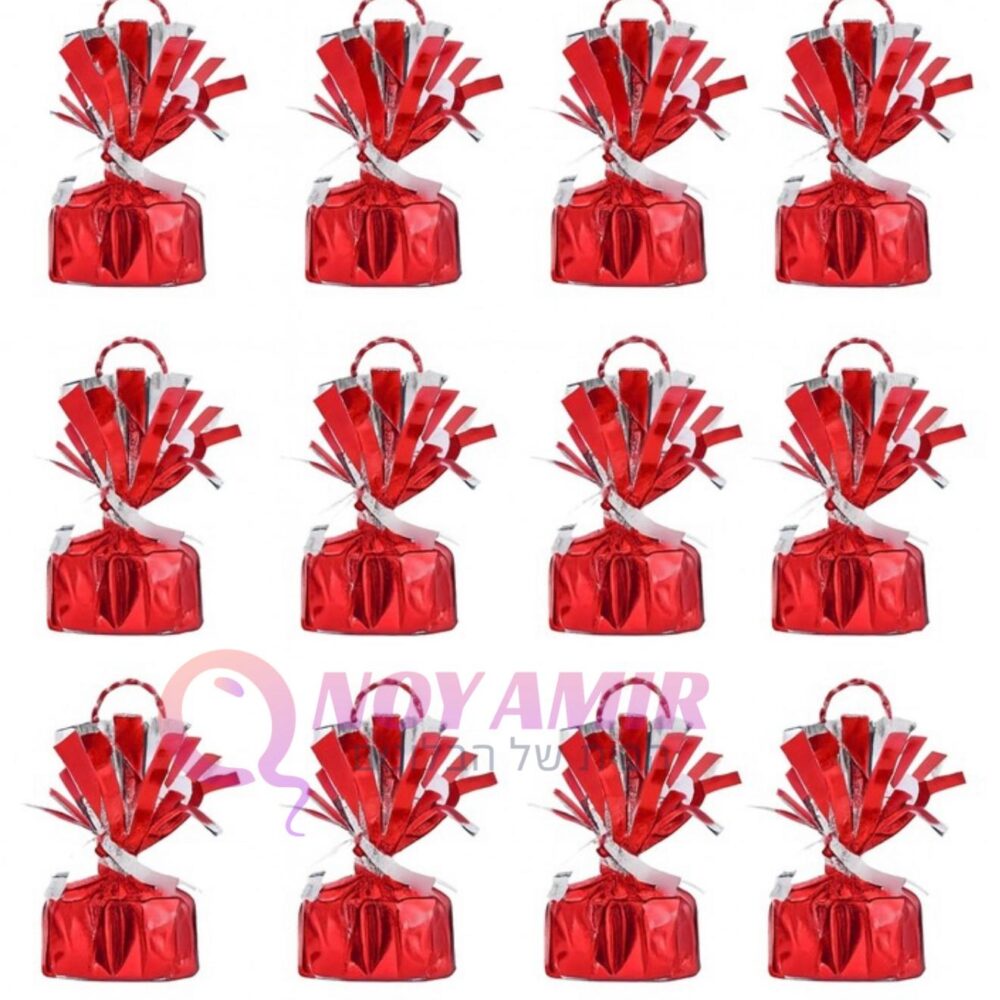 מארז של 12 יח׳ משקולות לבלונים בצבע אדום