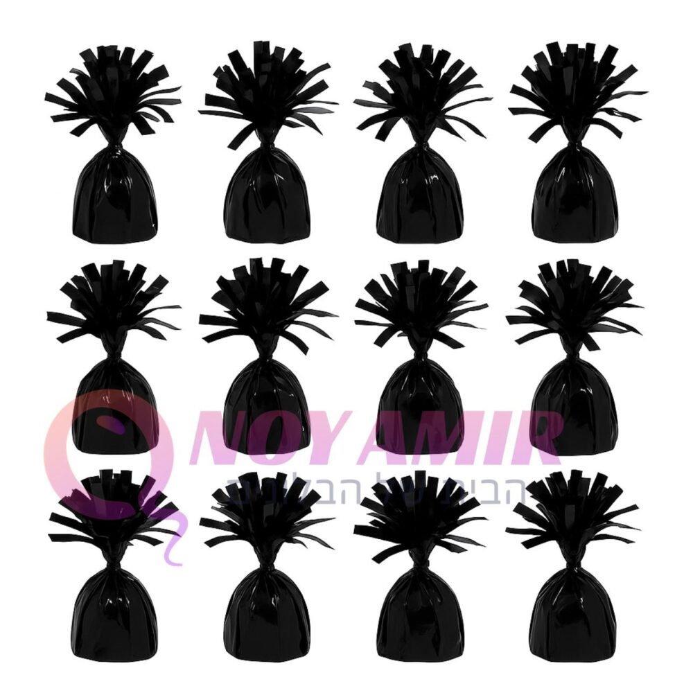 מארז של 12 יח׳ משקולות לבלונים בצבע שחור