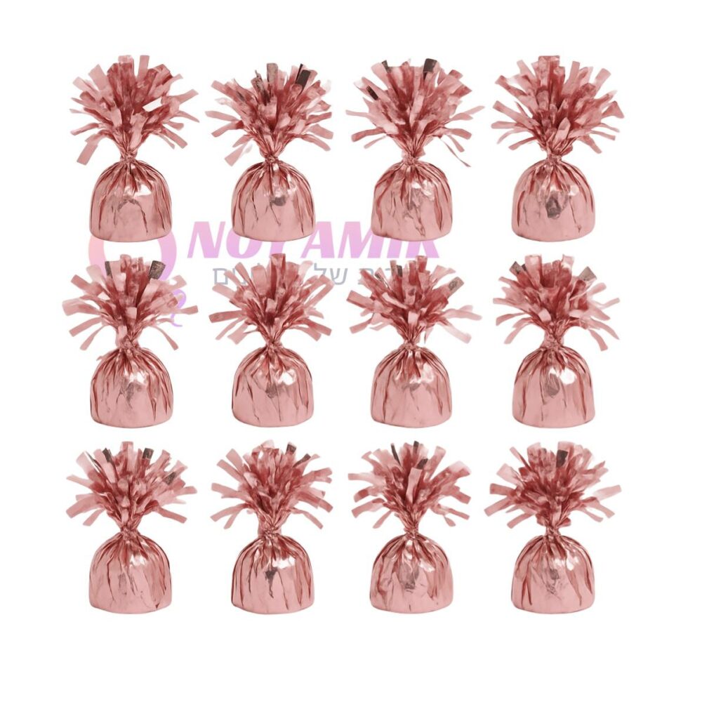 מארז של 12 יח׳ משקולות לבלונים בצבע רוז גולד