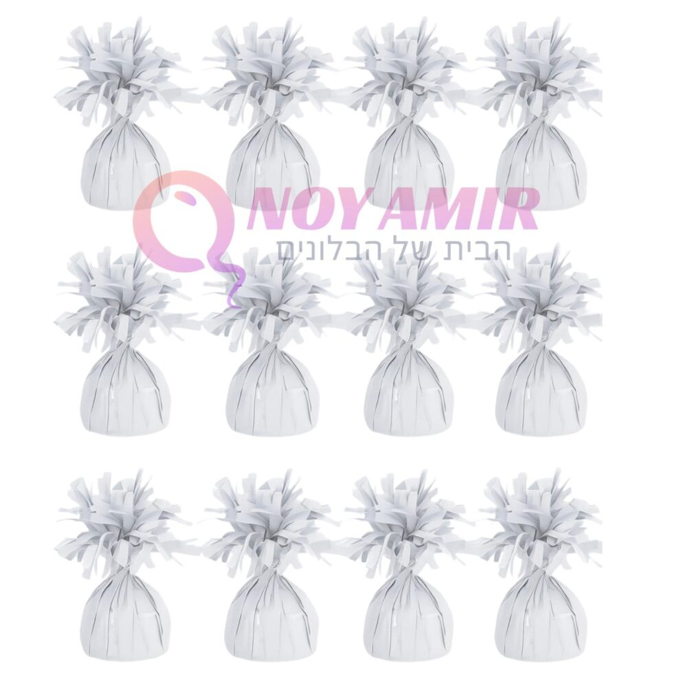 מארז של 12 יח׳ משקולות לבלונים בצבע לבן