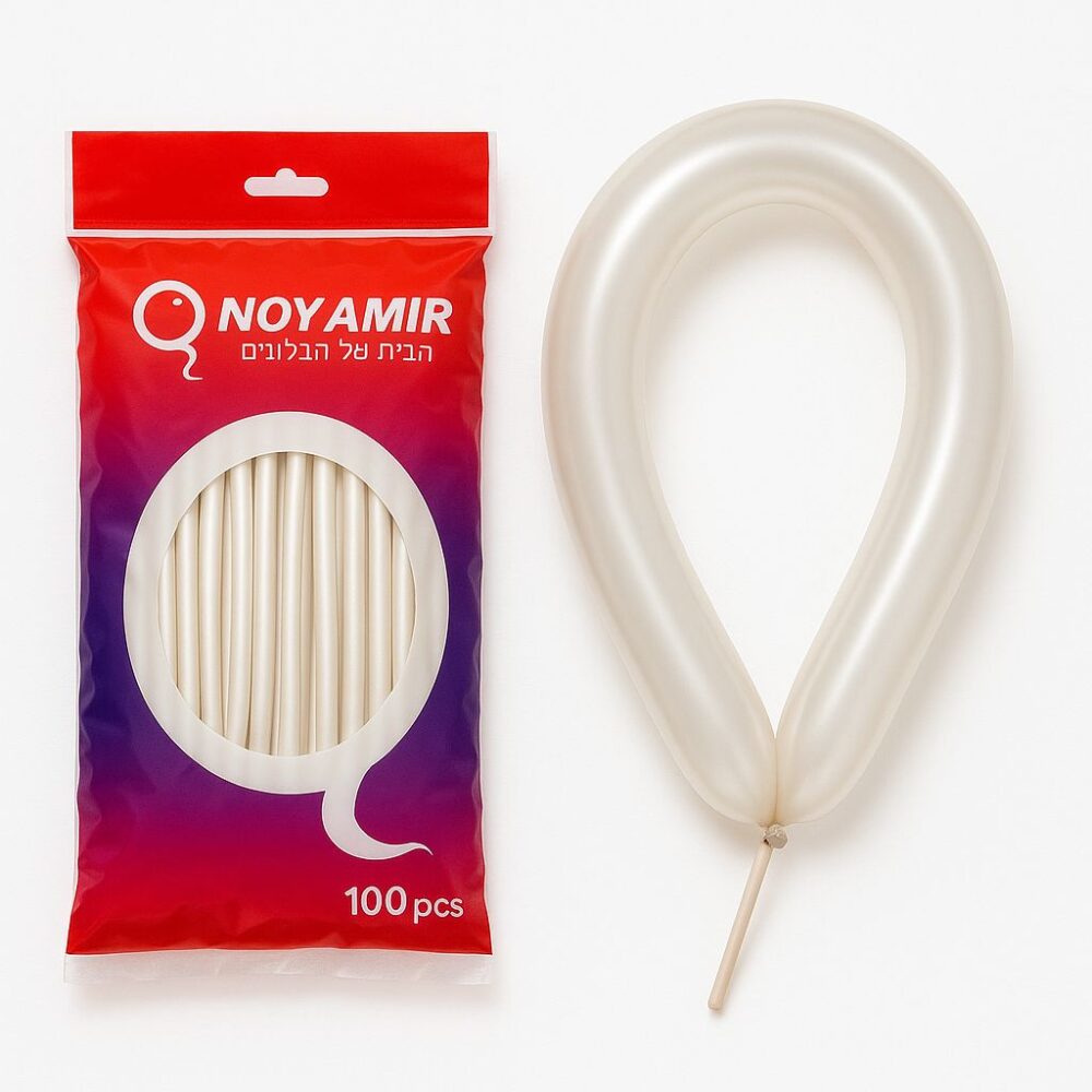 חבילת 100 בלוני נקניק 260 בצבע פנינה מטאלי