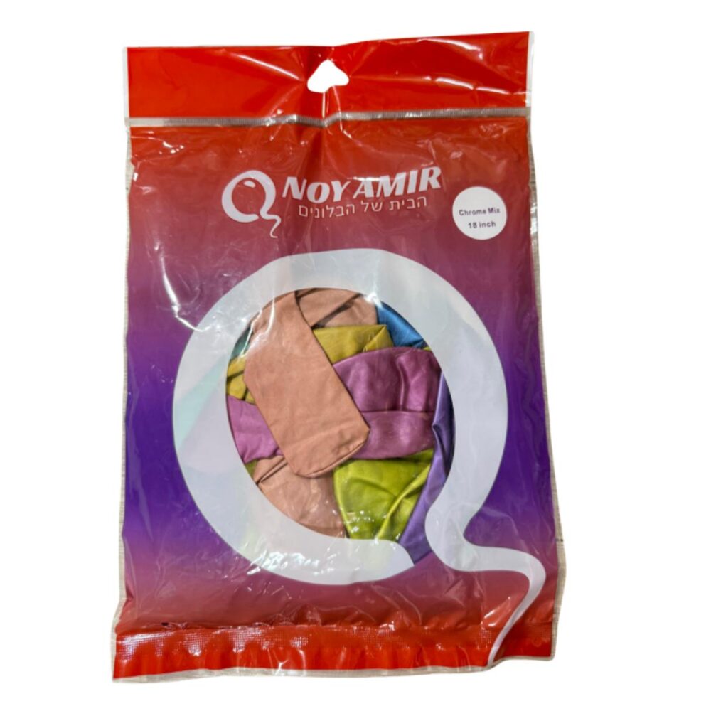 חבילת 25 בלוני גומי מיקס צבעי כרום 18 אינצ׳