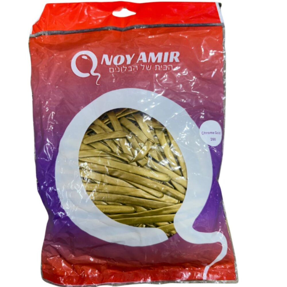 חבילת 100 בלוני נקניק 260 אינצ זהב כרום
