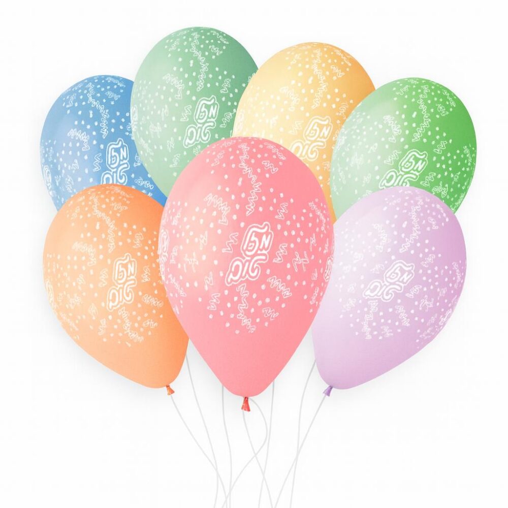 100 יח׳ גומי 12׳ מודפס מזל טוב מיקס צבעים פסטל