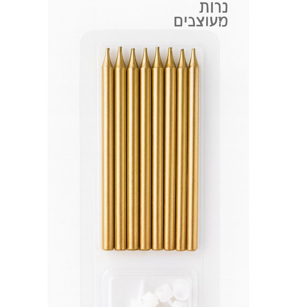 מארז 12 יח נרות ארוכים זהב