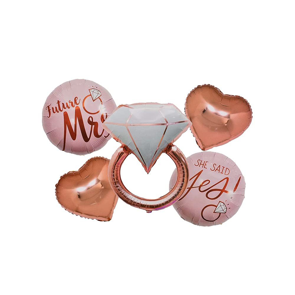 זר 5 יח׳ בלוני מיילר טבעת אירוסין