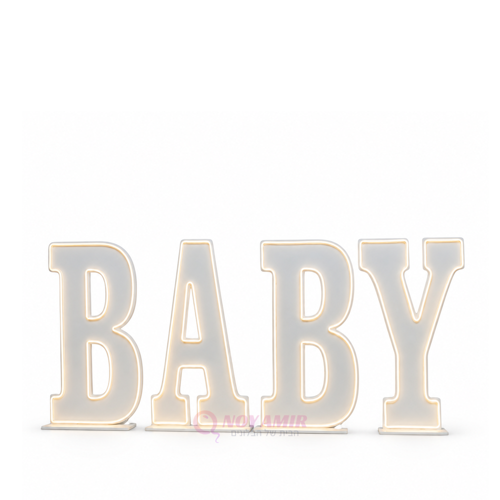 סט אותיות BABY עשוי חומר PVC תאורה לבנה