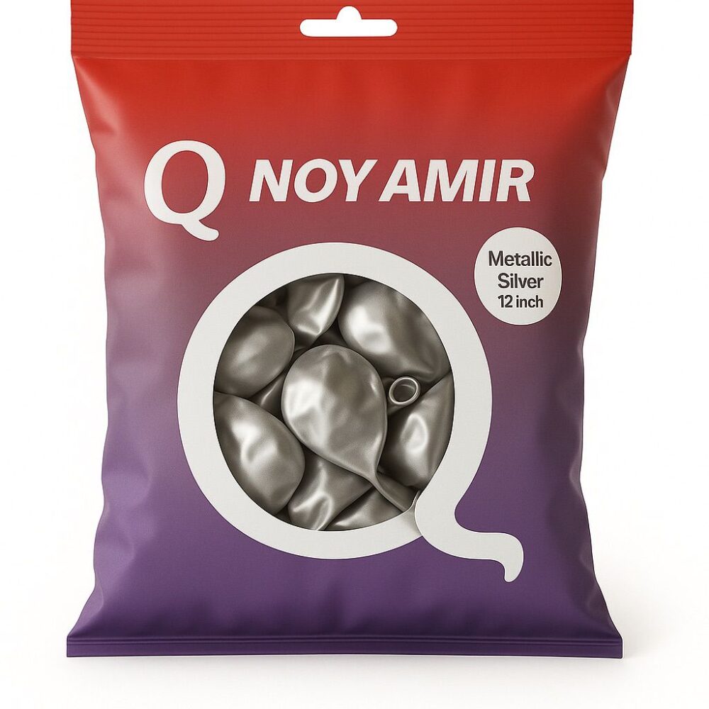 חבילת בלוני גומי 12׳ כסף מטאלי