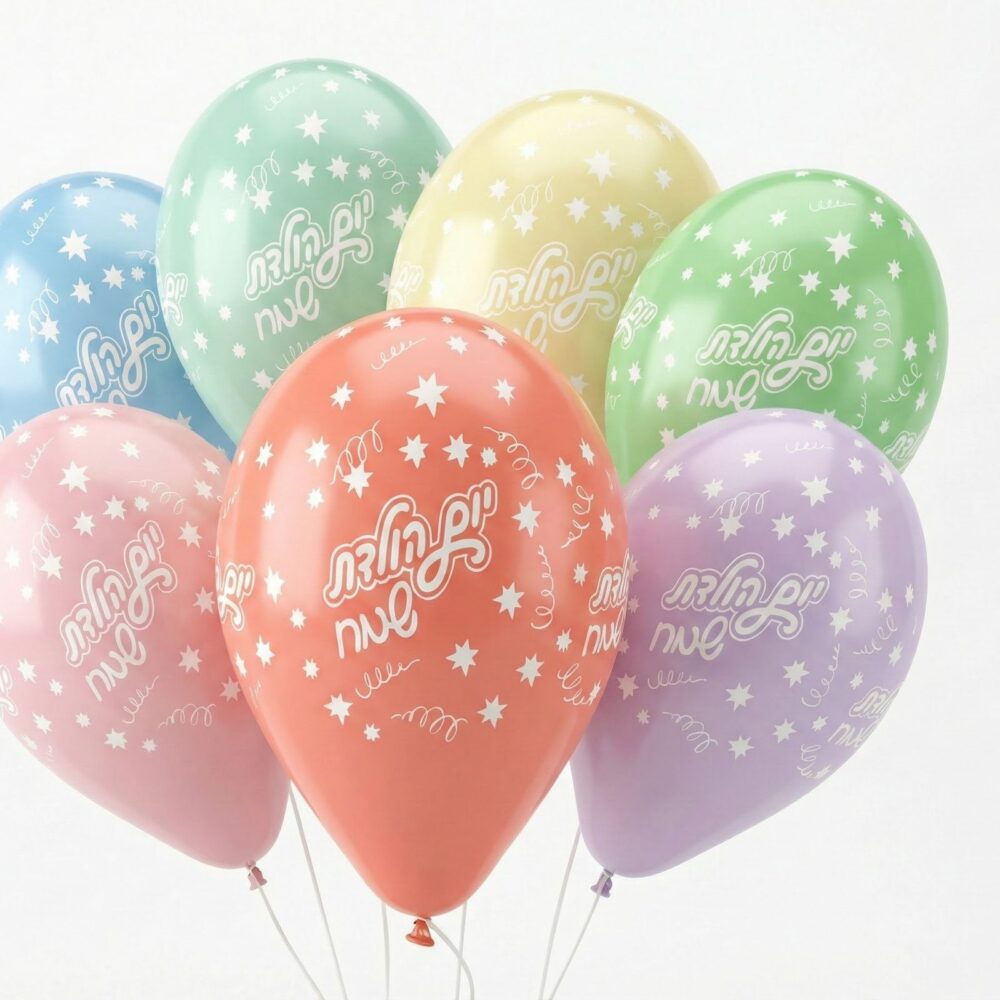 100 יח׳ גומי 12׳ מודפס יום הולדת מיקס צבעים