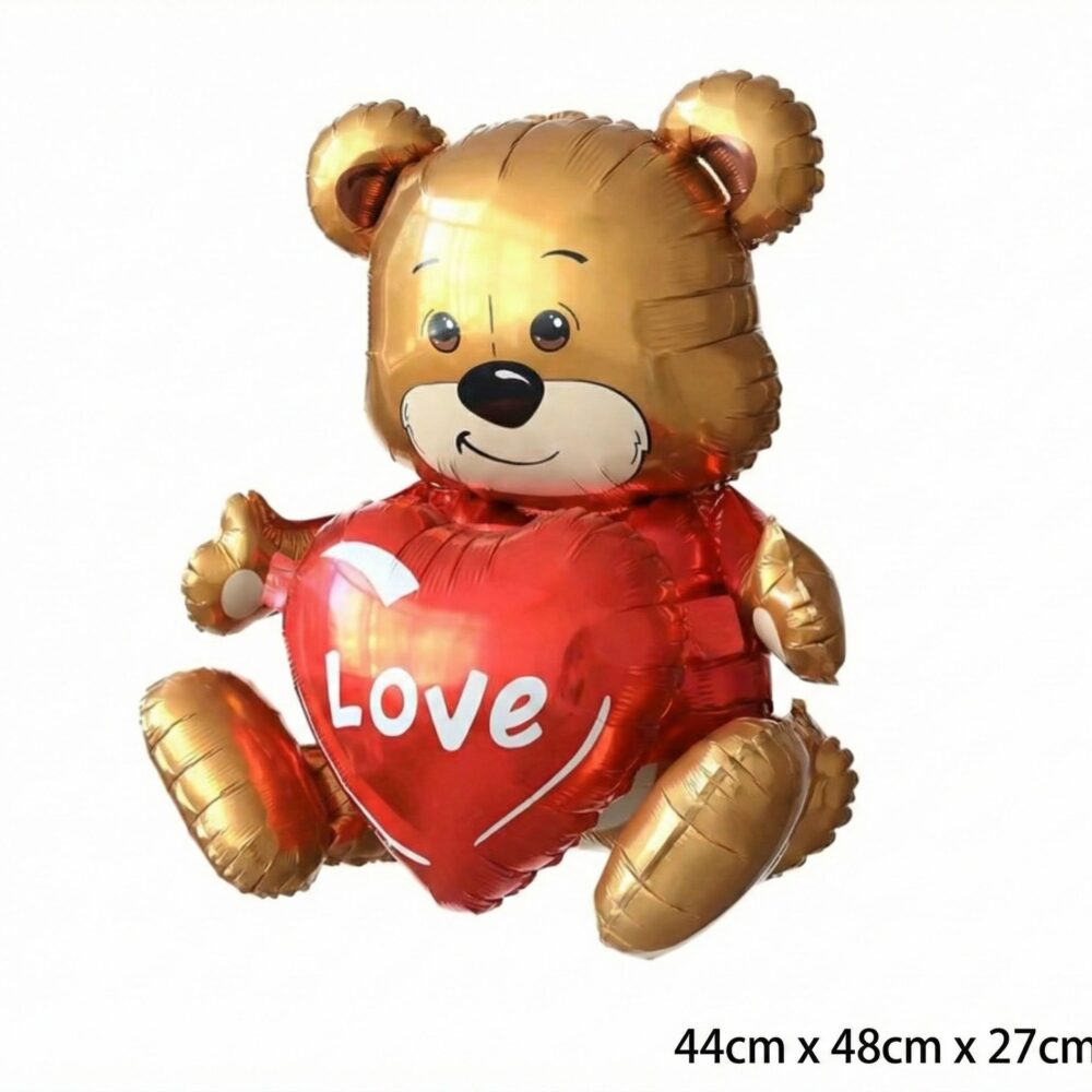 בלון מיילר דובי מחזיק לב אדום 44x48cm