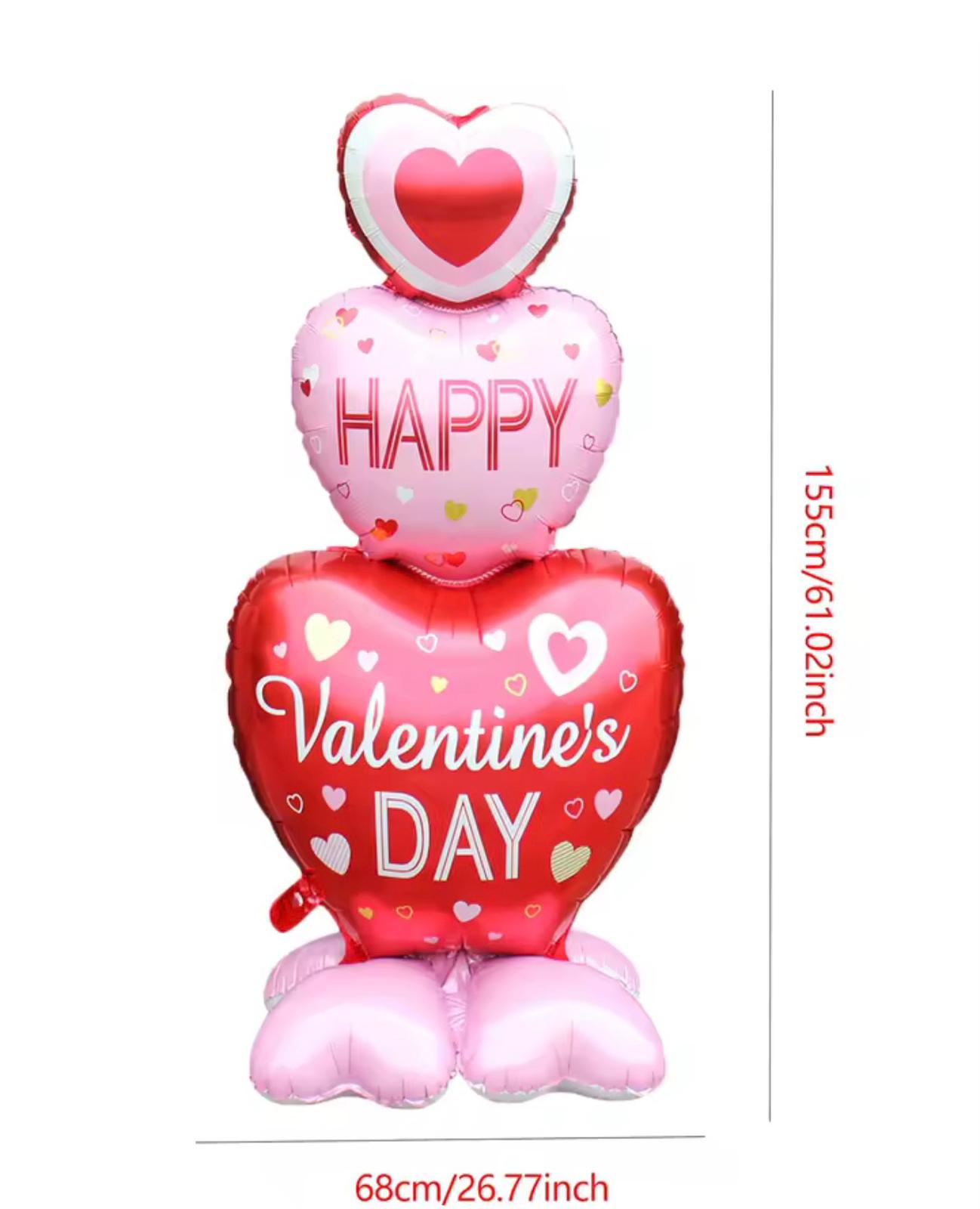 בלון מיילר סטנד בגובה 155cm Happy Valentines Day – תמונה 3