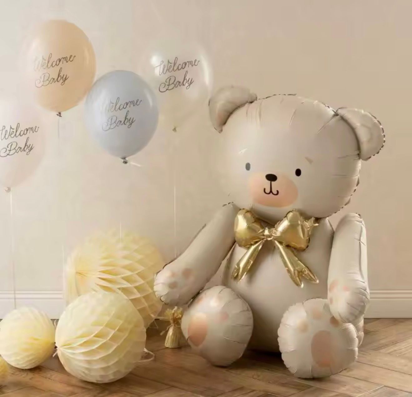 בלון מיילר דובי שמנת פפיון זהב 35 אינצ׳ – תמונה 2