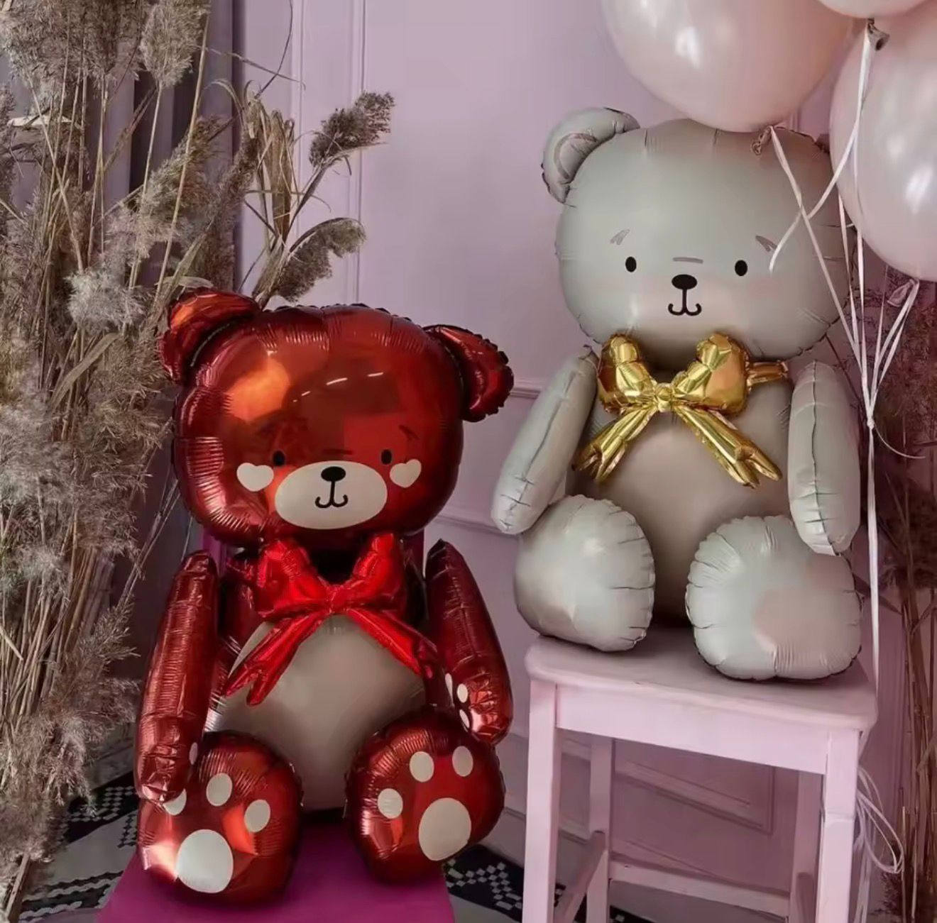 בלון מיילר דובי שמנת פפיון זהב 35 אינצ׳ – תמונה 3