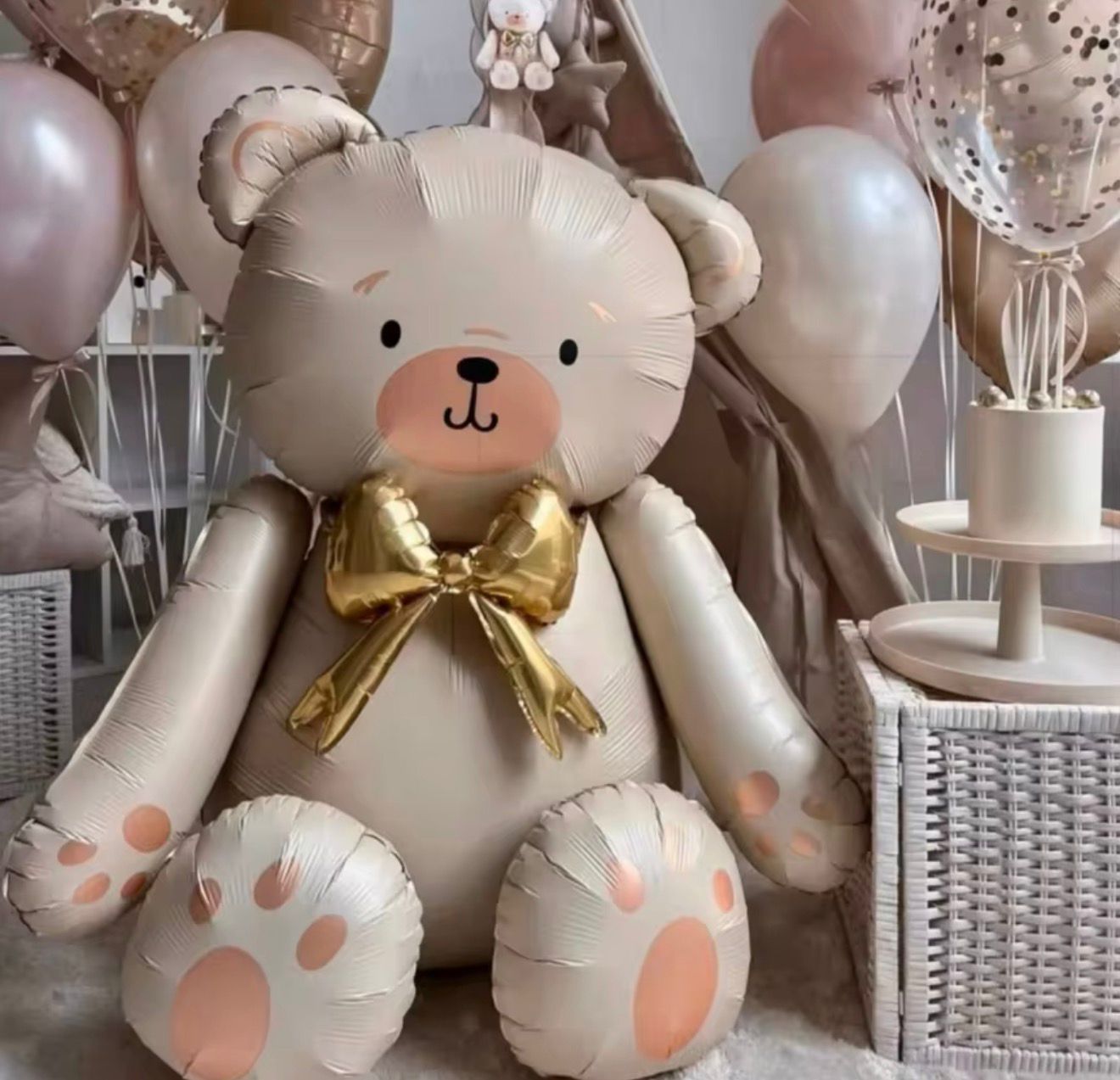 בלון מיילר דובי שמנת פפיון זהב 35 אינצ׳ – תמונה 4