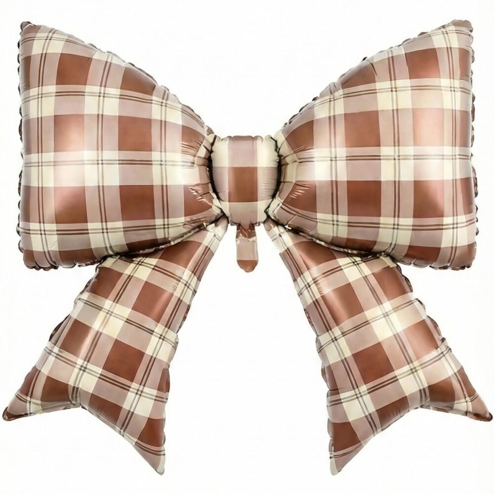 בלון מיילר פפיון משובץ גווני חום 98x75cm