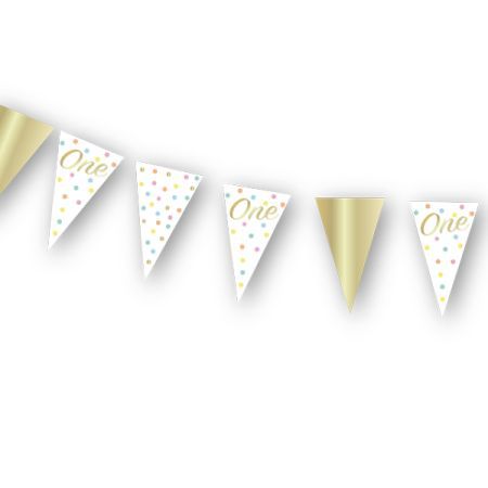 שרשרת דגלים “One” בעיצוב עדין עם נקודות צבעוניות וזהב