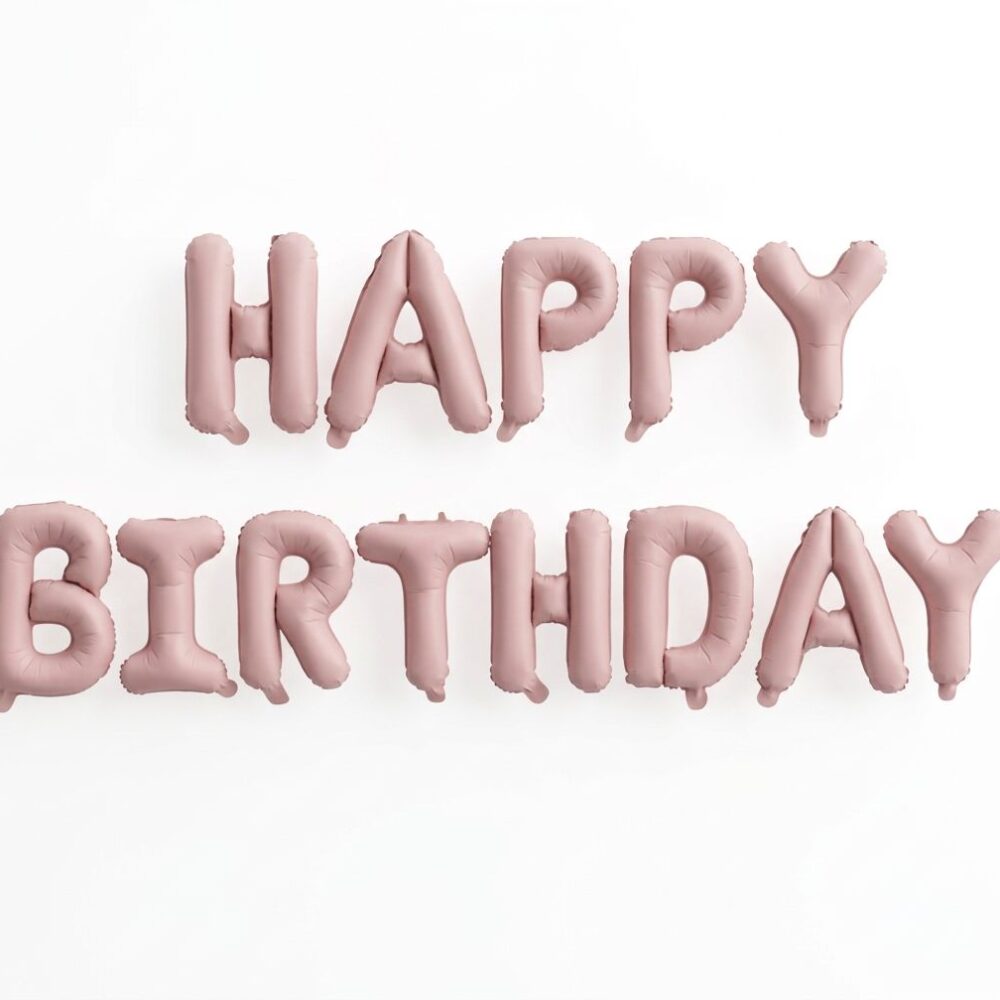 שלט אותיות לניפוח אוויר - HAPPY BIRTHDAY ורוד