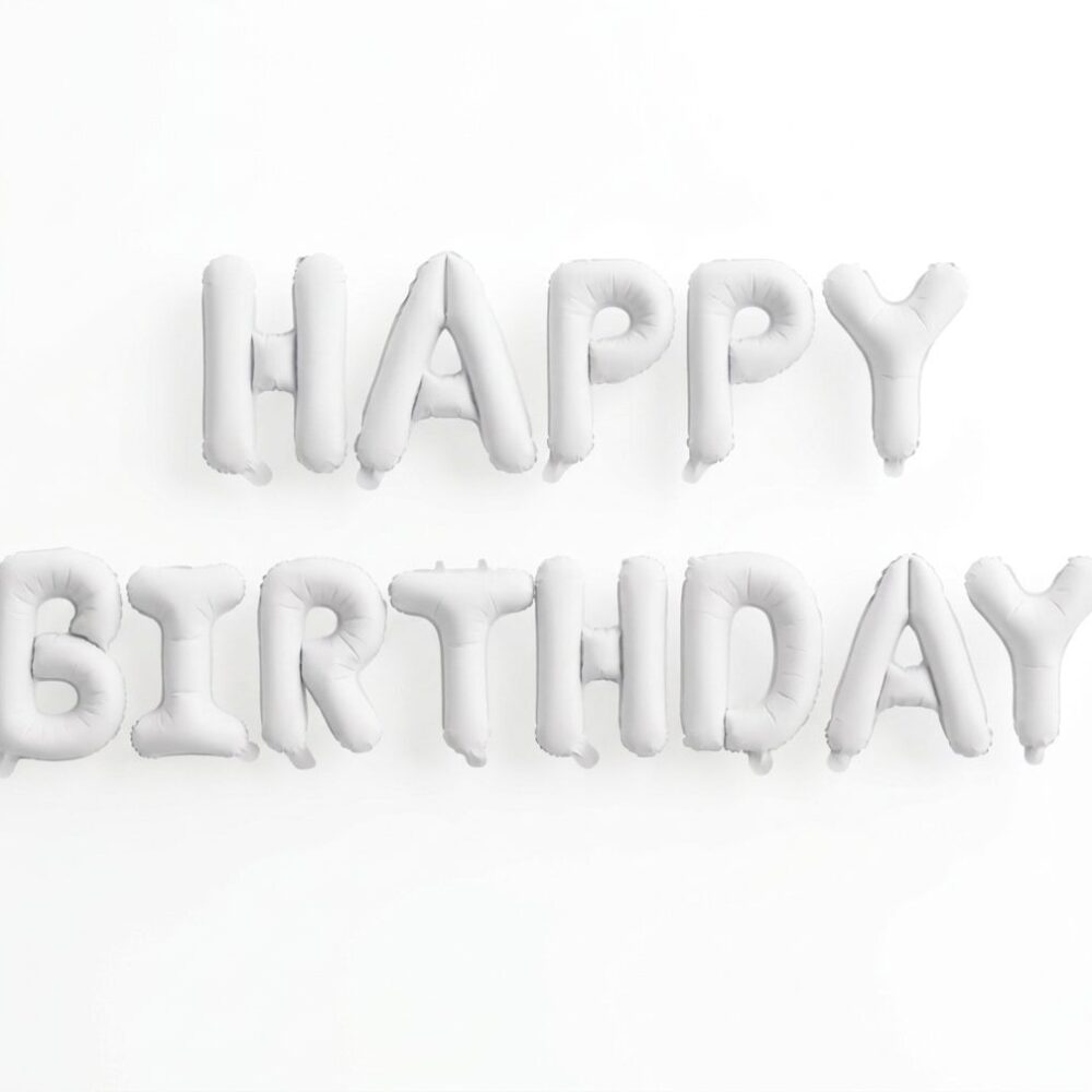 שלט אותיות לניפוח אוויר - HAPPY BIRTHDAY לבן