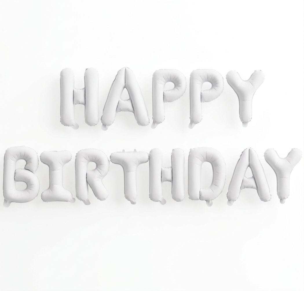 שלט אותיות לניפוח אוויר - HAPPY BIRTHDAY לבן
