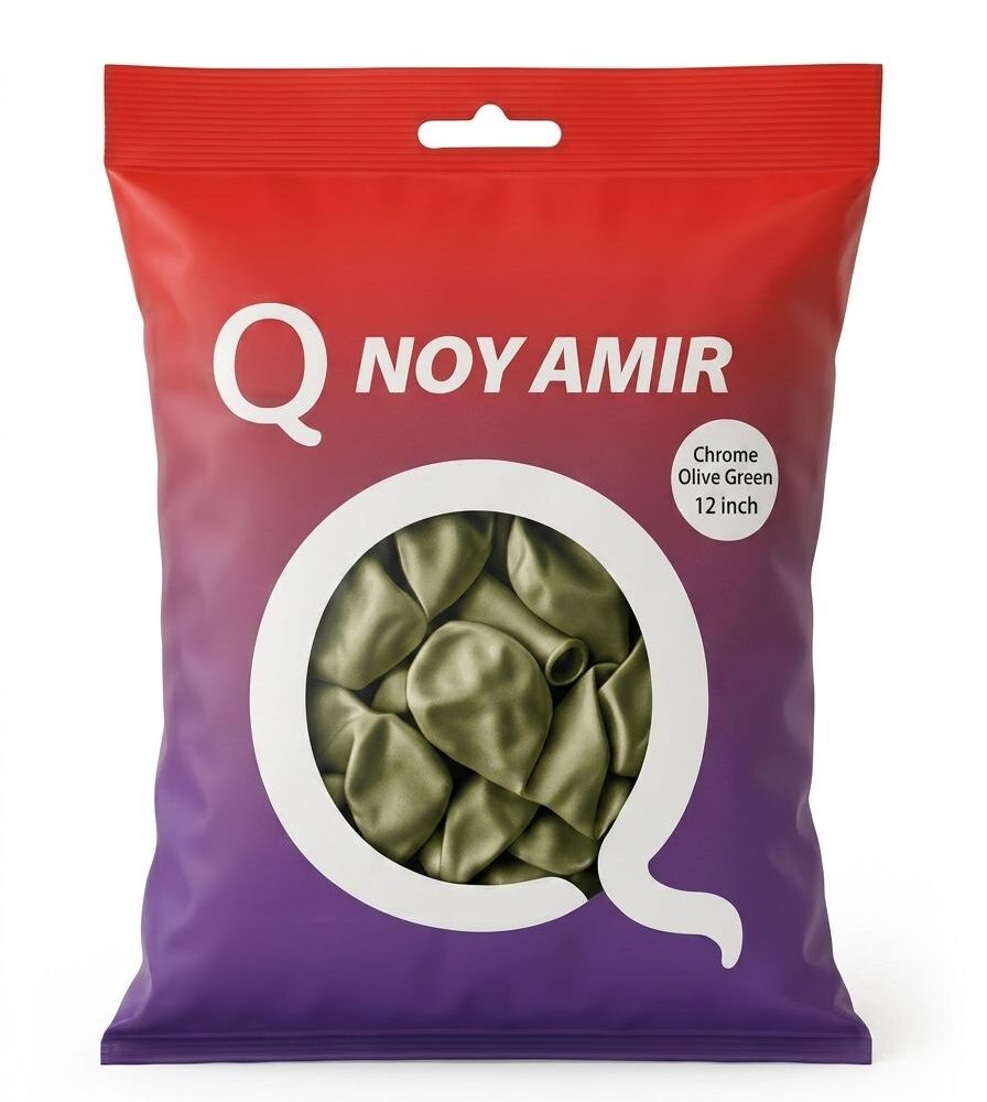 חבילת 100 בלוני גומי ירוק זית כרום 12 אינצ