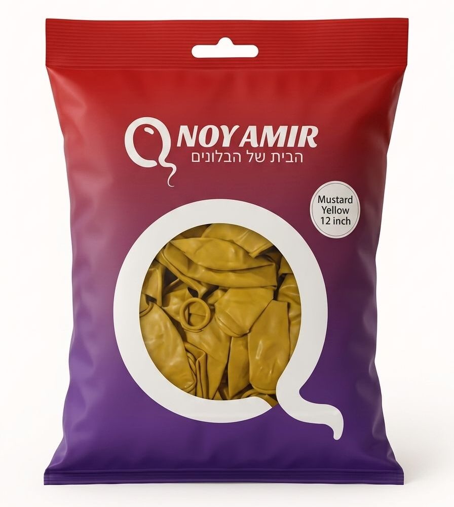 חבילת 100 בלוני גומי פסטל חרדל 12 אינצ׳