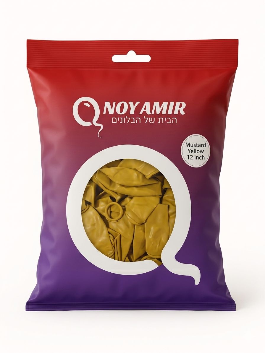 חבילת 100 בלוני גומי פסטל חרדל 12 אינצ׳