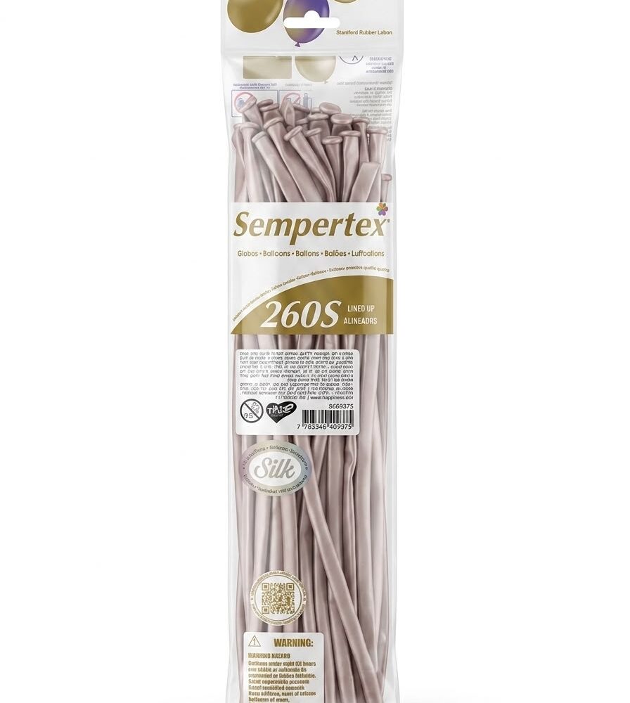 50 יח׳ בלוני גומי נקניק 260׳ ורוד פריחה S260 Sempertex /809 Silk Pink Blossom