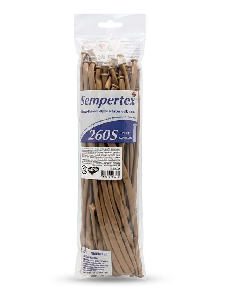 50 יח׳ בלוני גומי נקניק 260׳ לאטה S260 Sempertex /073 Fashion Latte