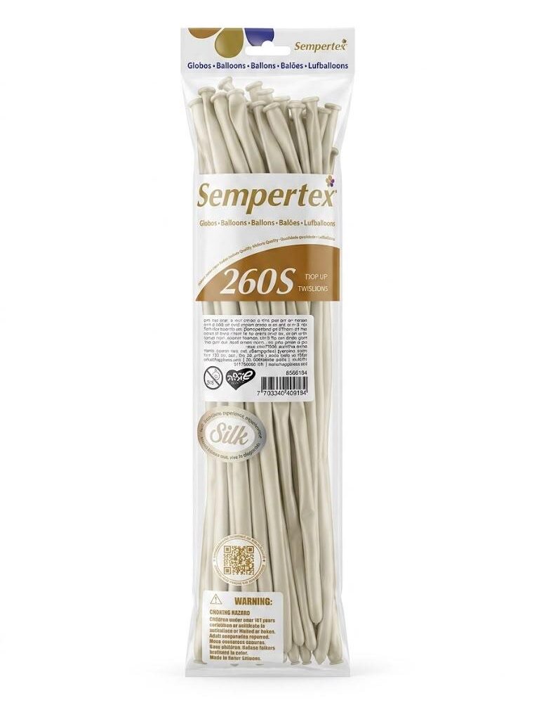 50 יח׳ בלוני גומי נקניק 260׳ קרם פנינה S260 Sempertex /873 Silk Cream Pearl