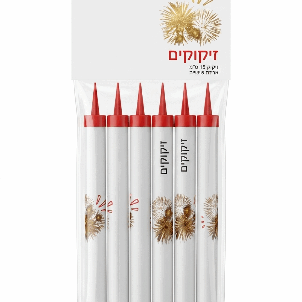 שישיית זיקוקים לעוגה 20 ס״מ