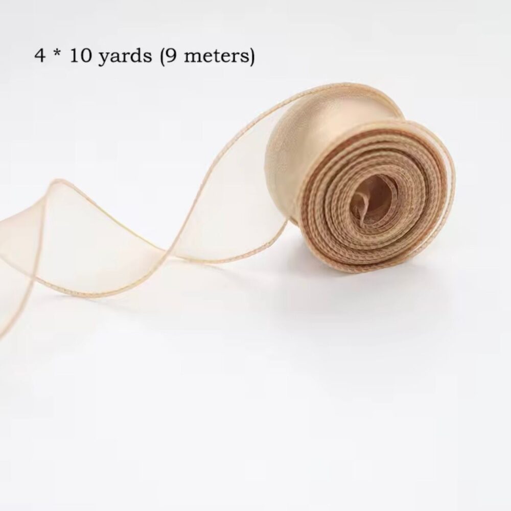 סרט סאטן אורגנזה זהב עובי 4cm אורך 10 יארד