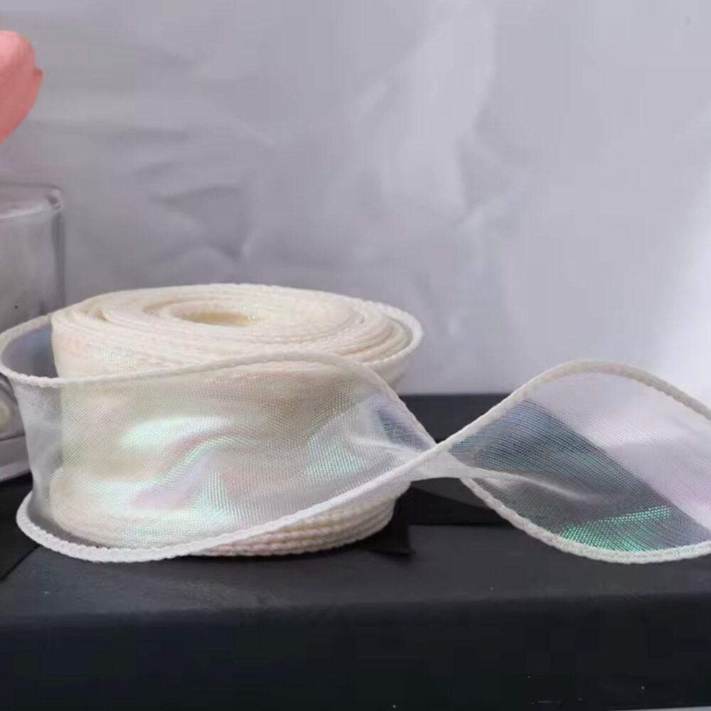 סרט סאטן אורגנזה קרם עובי 4cm אורך 10 יארד