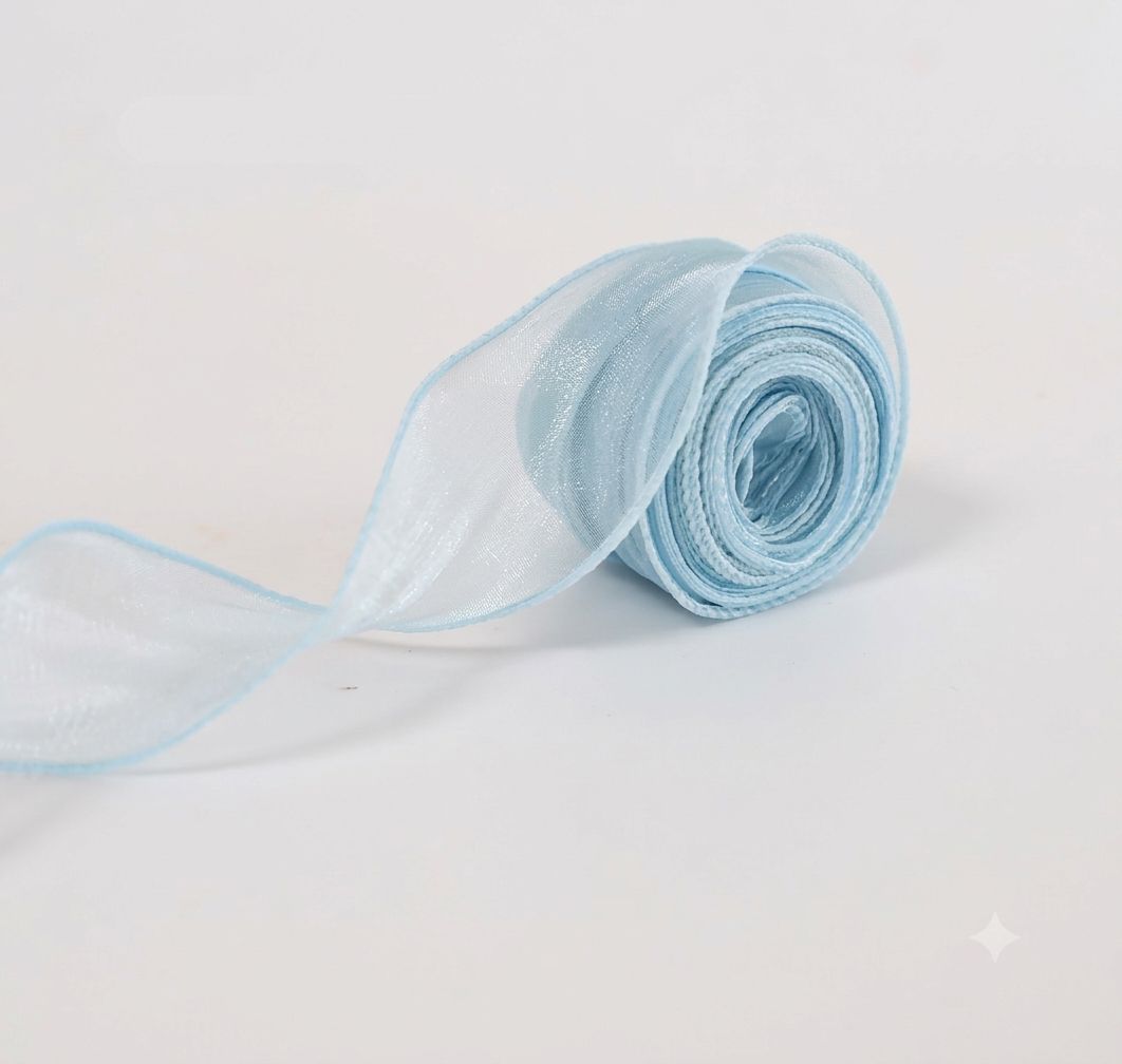 סרט סאטן אורגנזה תכלת עובי 4cm אורך 10 יארד