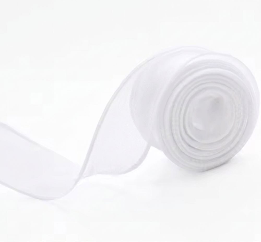 סרט סאטן אורגנזה לבן עובי 4cm אורך 10 יארד
