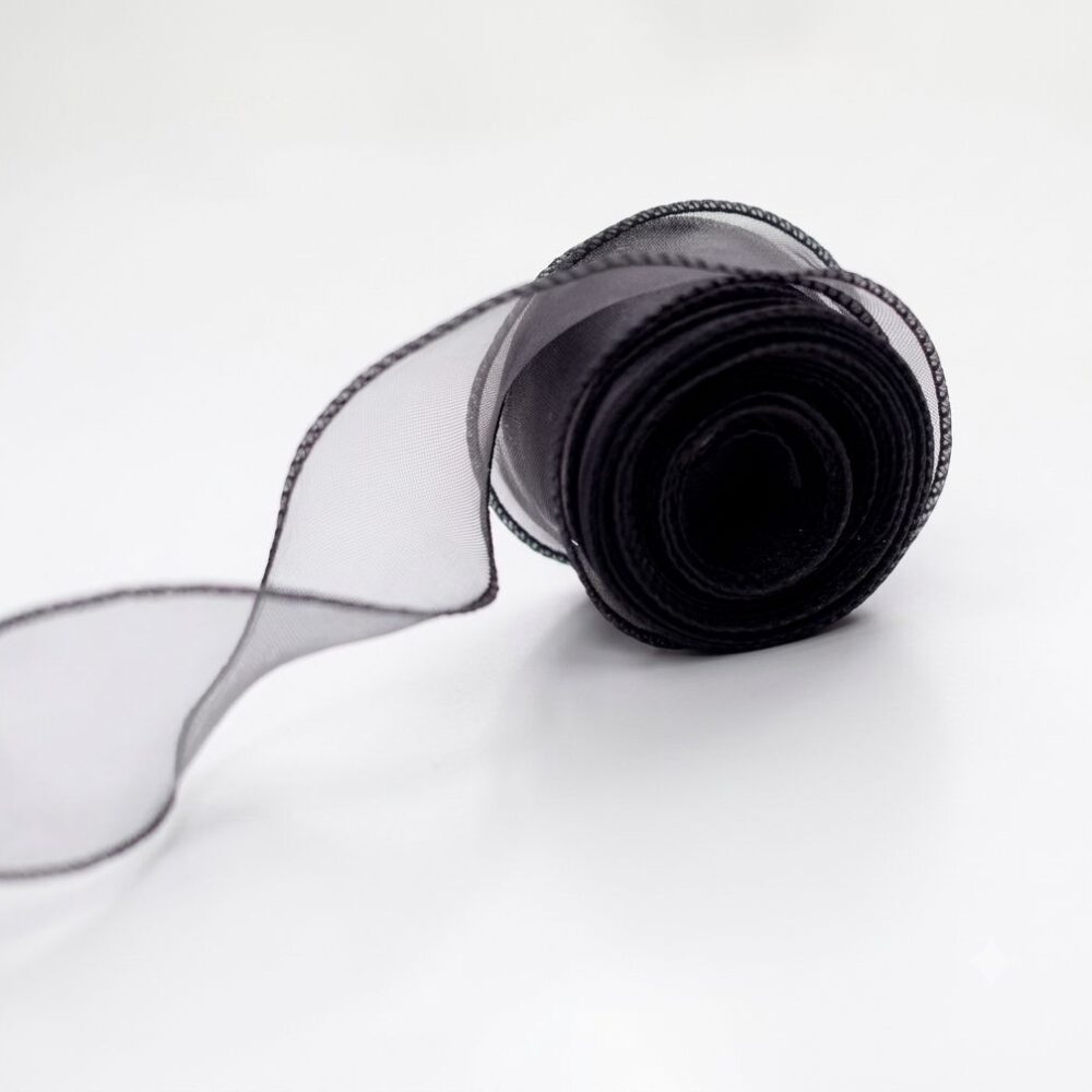 סרט סאטן אורגנזה - שחור עובי 4cm אורך 10 יארד