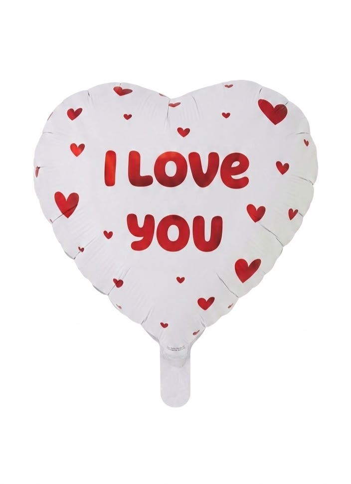 בלון מיילר לב 18 אינץ׳ "I Love You" לבן-אדום