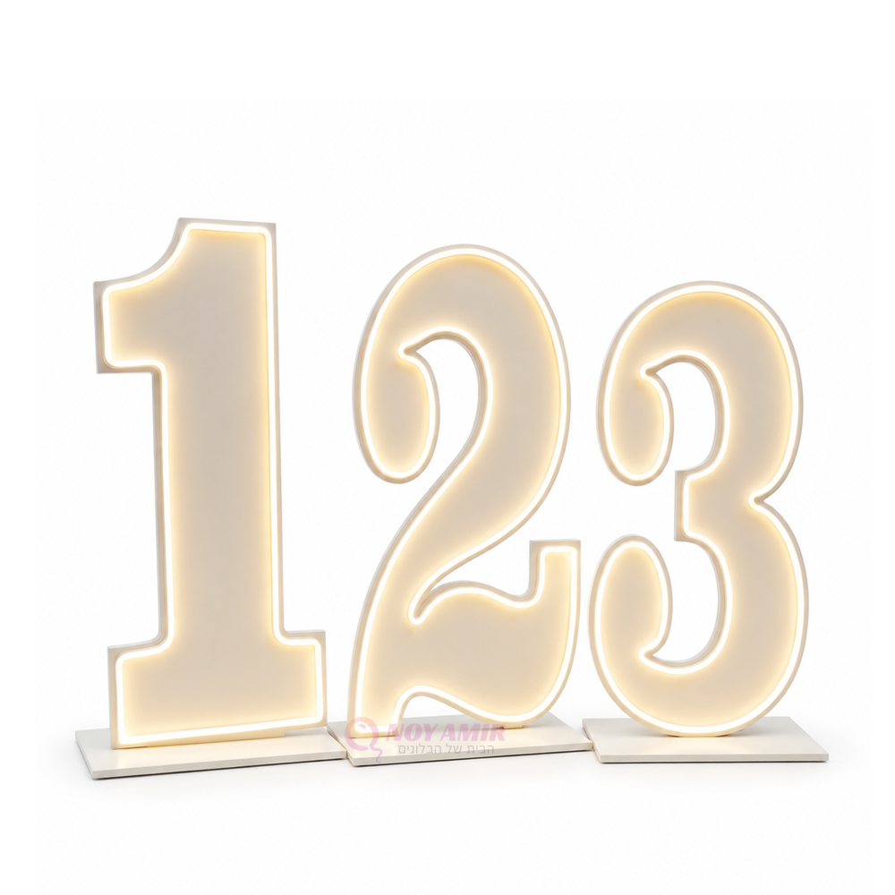 סט ספרות 123 חומר PVC מוארות לד לבן חם