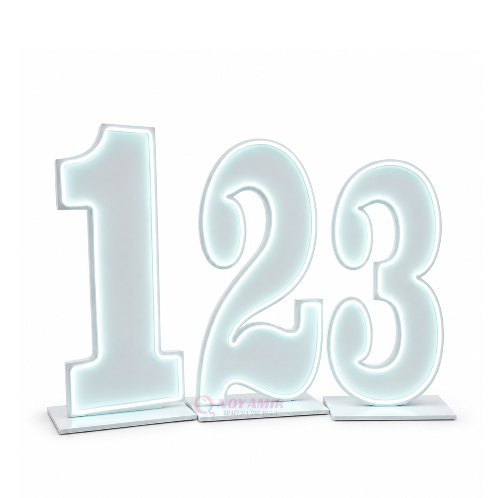 סט ספרות 123 חומר PVC מוארות לד לבן