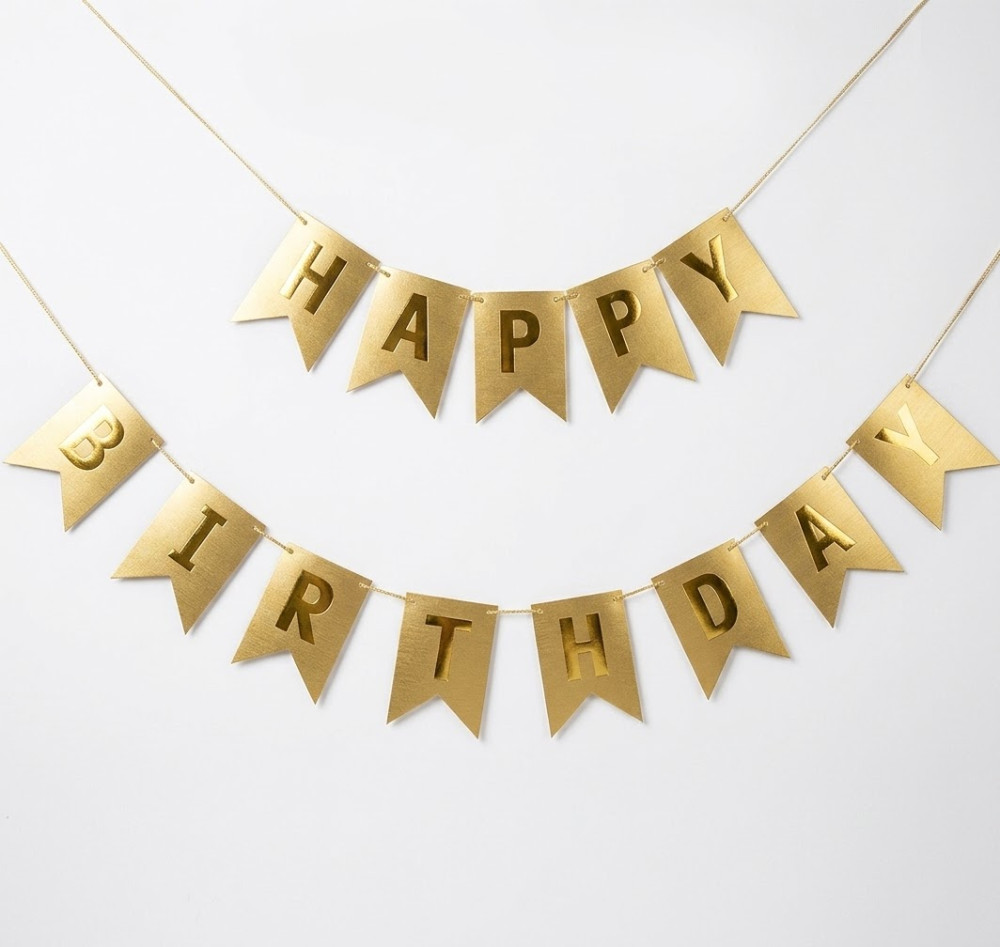 כרזת יום הולדת Happy Birthday  זהב