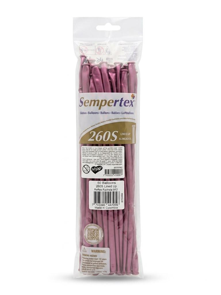 50 יח בלוני גומי נקניק 260׳ Reflex Fuchsia-912, נקניק כרום ורוד פוקסיה