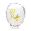 בלון מיילר ענק בצורת בלון לבן עם כיתוב מוזהב Oh Baby