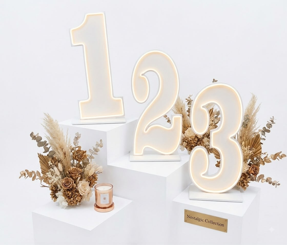 סט ספרות 123 חומר PVC מוארות לד לבן חם – תמונה 2